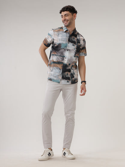 ABSTRACT PRINT HALF SLEEVES SHIRT