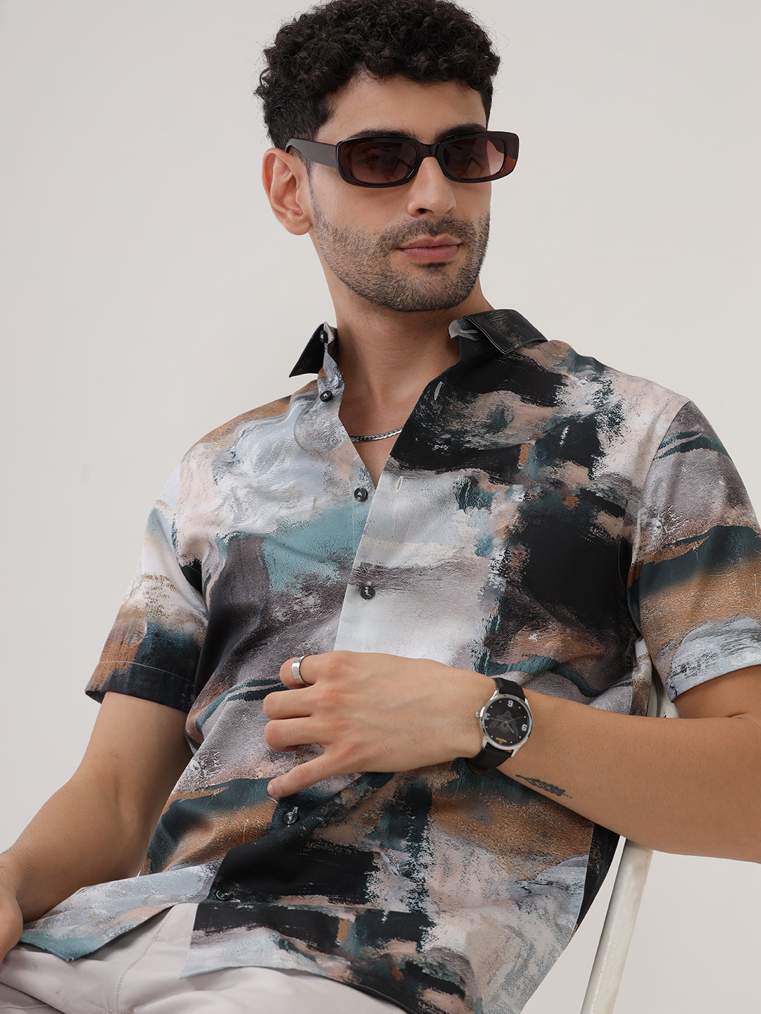 ABSTRACT PRINT HALF SLEEVES SHIRT