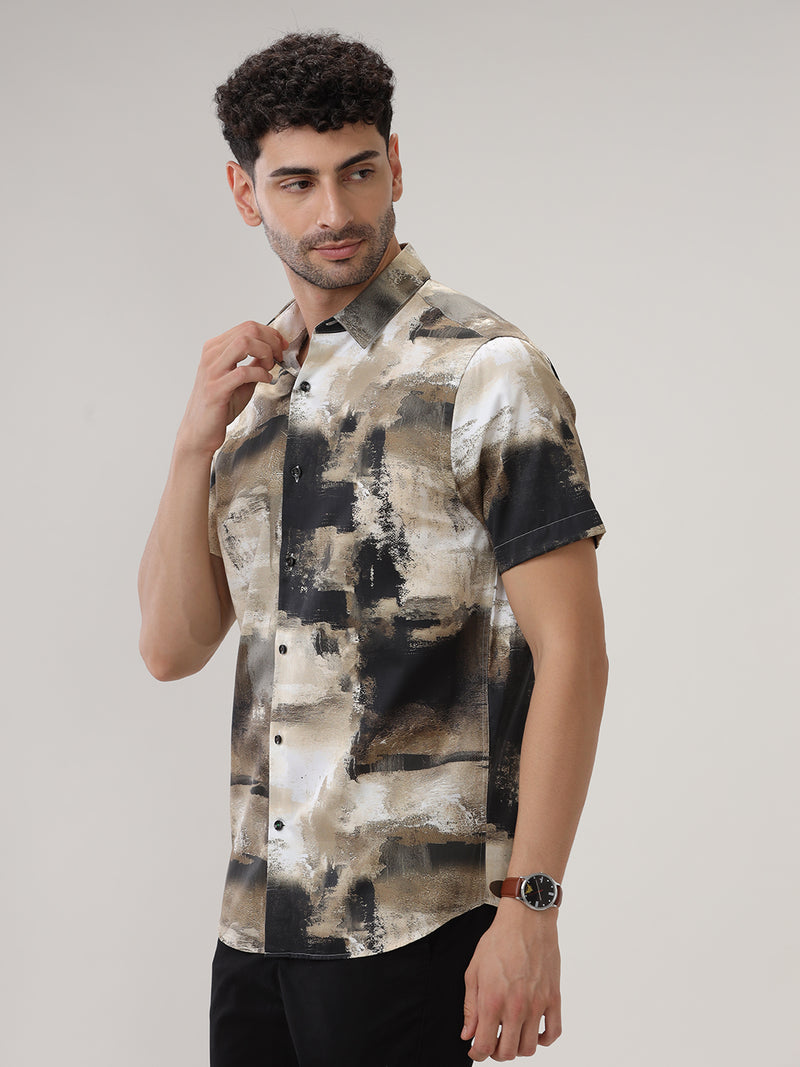 ABSTRACT PRINT HALF SLEEVES SHIRT