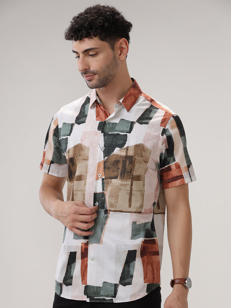 ABSTRACT PRINT Half SLEEVES SHIRT