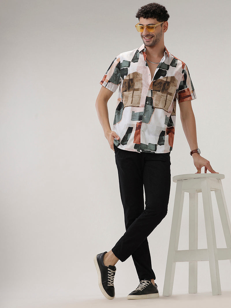 ABSTRACT PRINT Half SLEEVES SHIRT