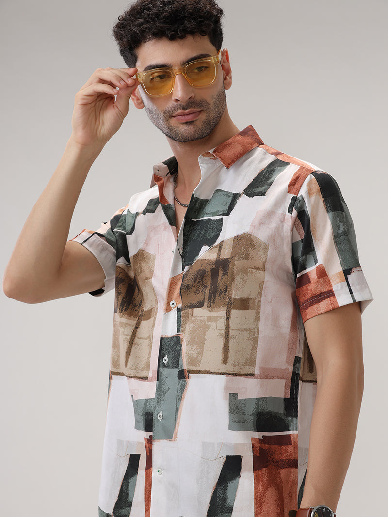ABSTRACT PRINT Half SLEEVES SHIRT