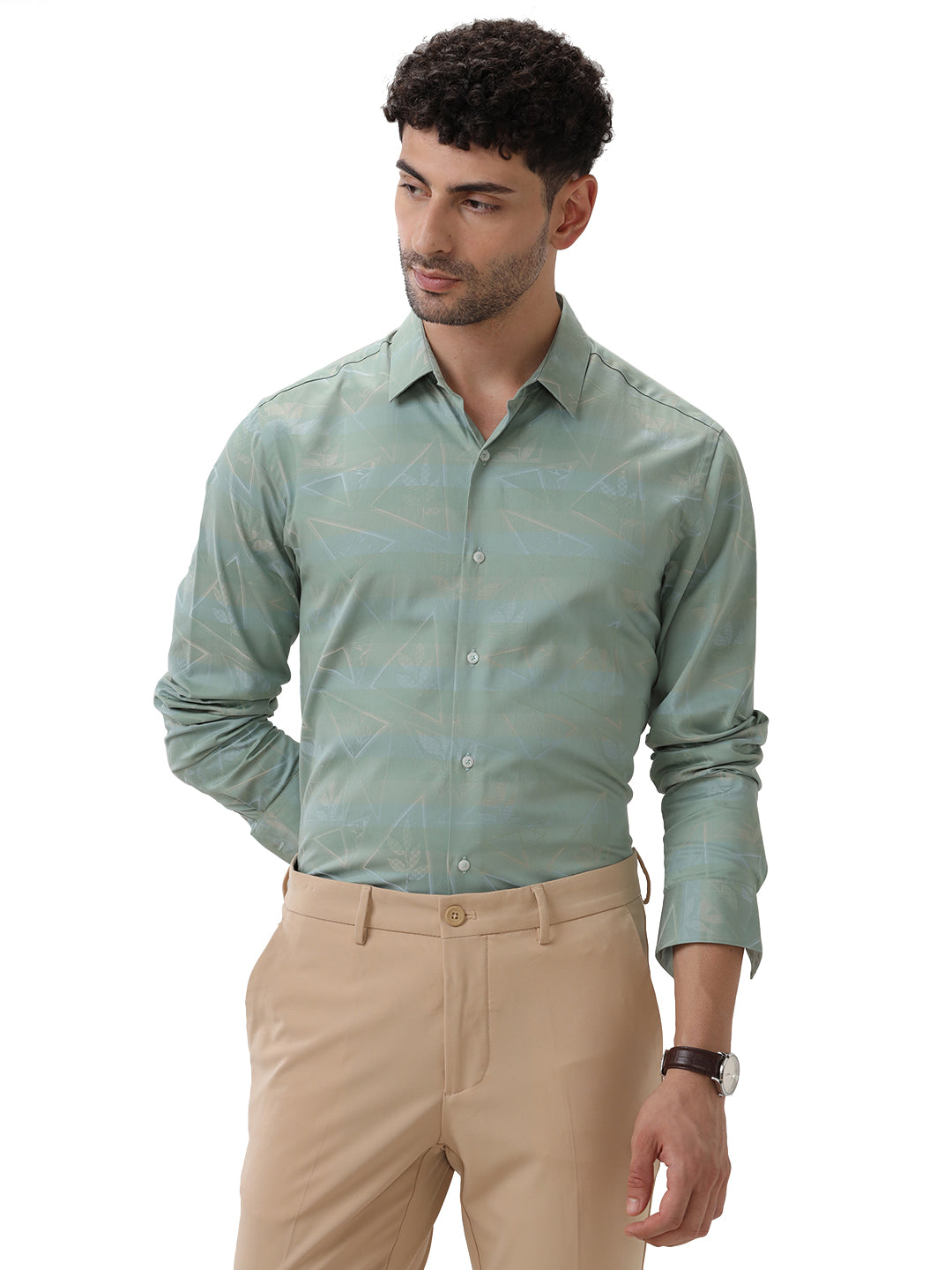 LEAF PRINT SLIM FIT SHIRT