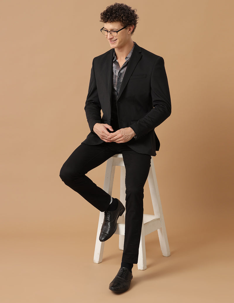 Men's Slim Fit Single Breasted Black Formal Blazer
