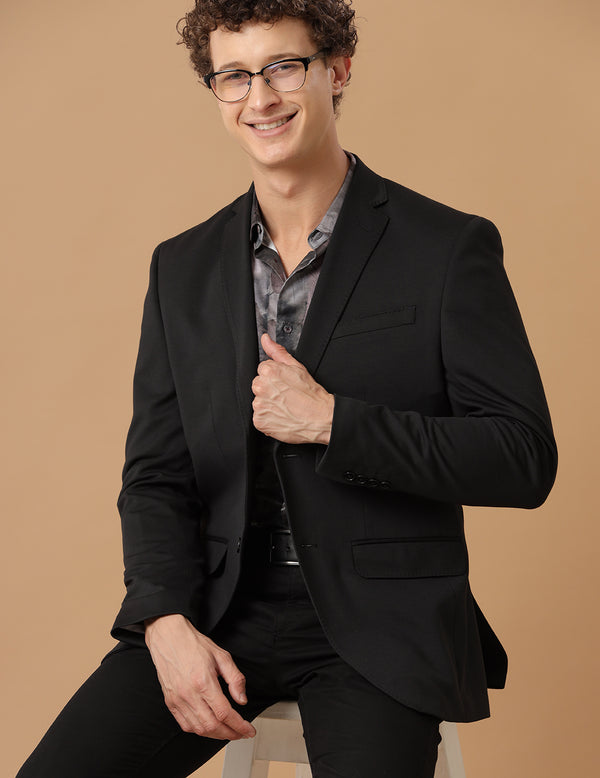 Men's Slim Fit Single Breasted Black Formal Blazer