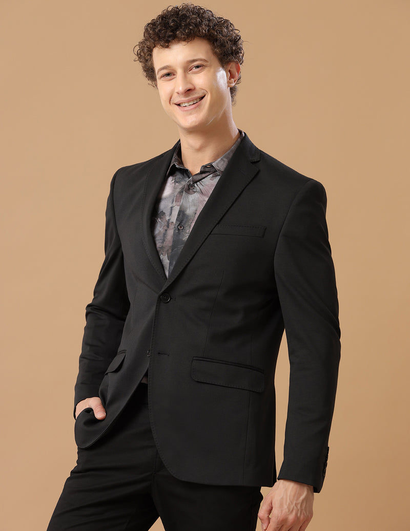 Men's Slim Fit Single Breasted Black Formal Blazer