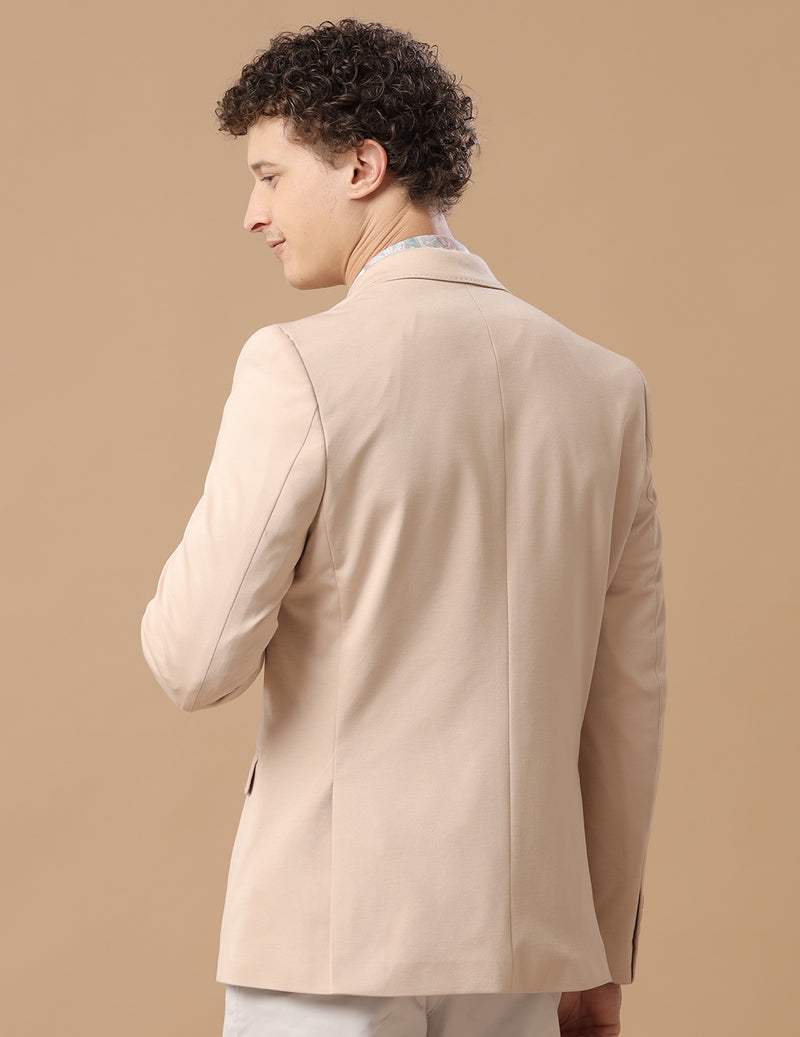 Men's Slim Fit Single Breasted Beige Formal Blazer
