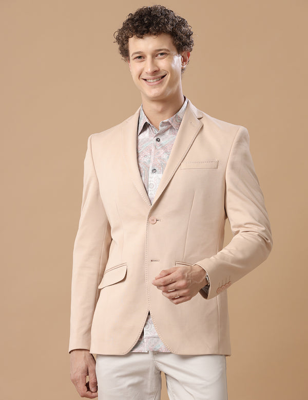Men's Slim Fit Single Breasted Beige Formal Blazer