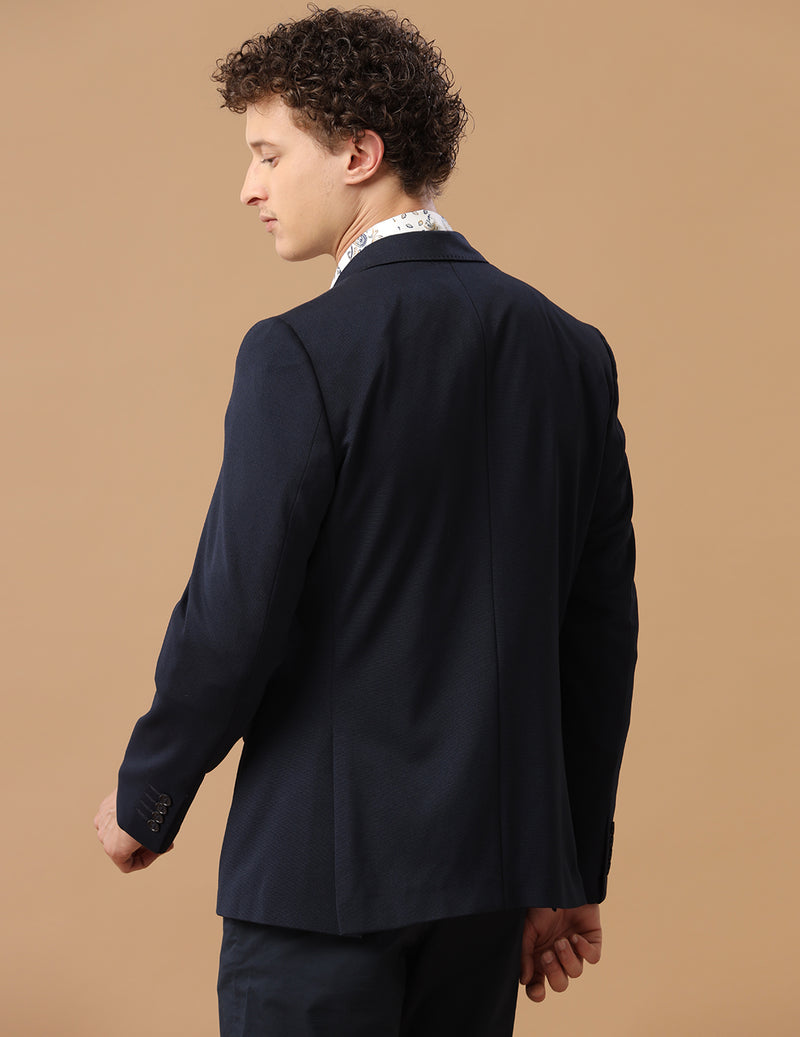 Men's Slim Fit Single Breasted Dark Blue Formal Blazer