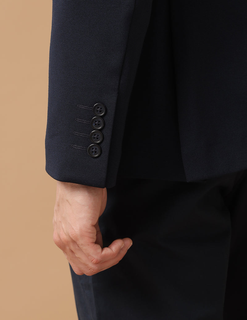 Men's Slim Fit Single Breasted Dark Blue Formal Blazer