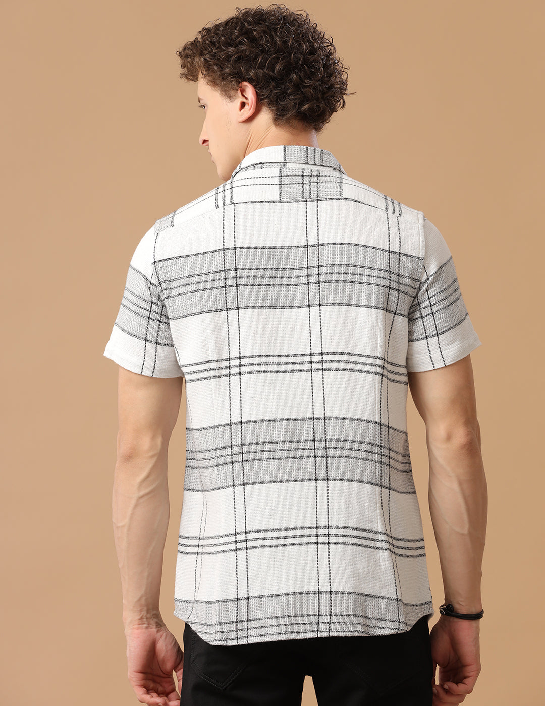 Comfort fit Cotton Checks White Casual Half sleeve Shirt (SEA)