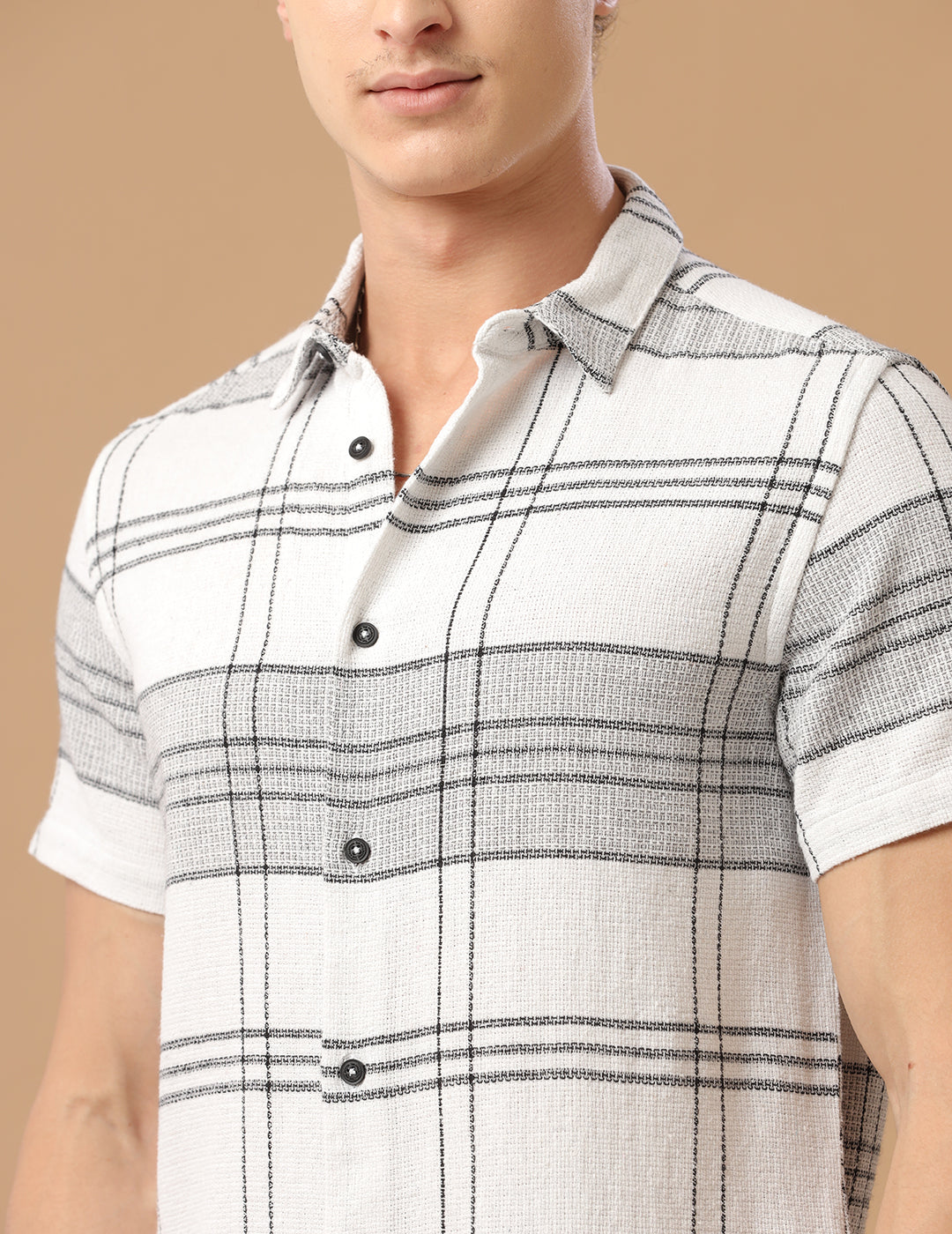 Comfort fit Cotton Checks White Casual Half sleeve Shirt (SEA)