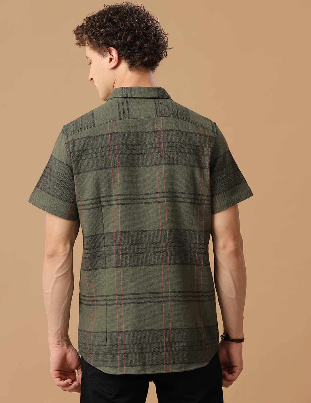 Comfort fit Cotton Checks Green Casual Half sleeve Shirt (SKY)