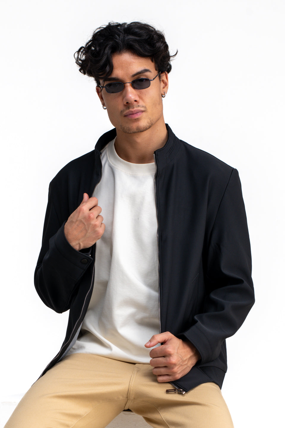 MANDARIN COLLAR PLAIN JACKET