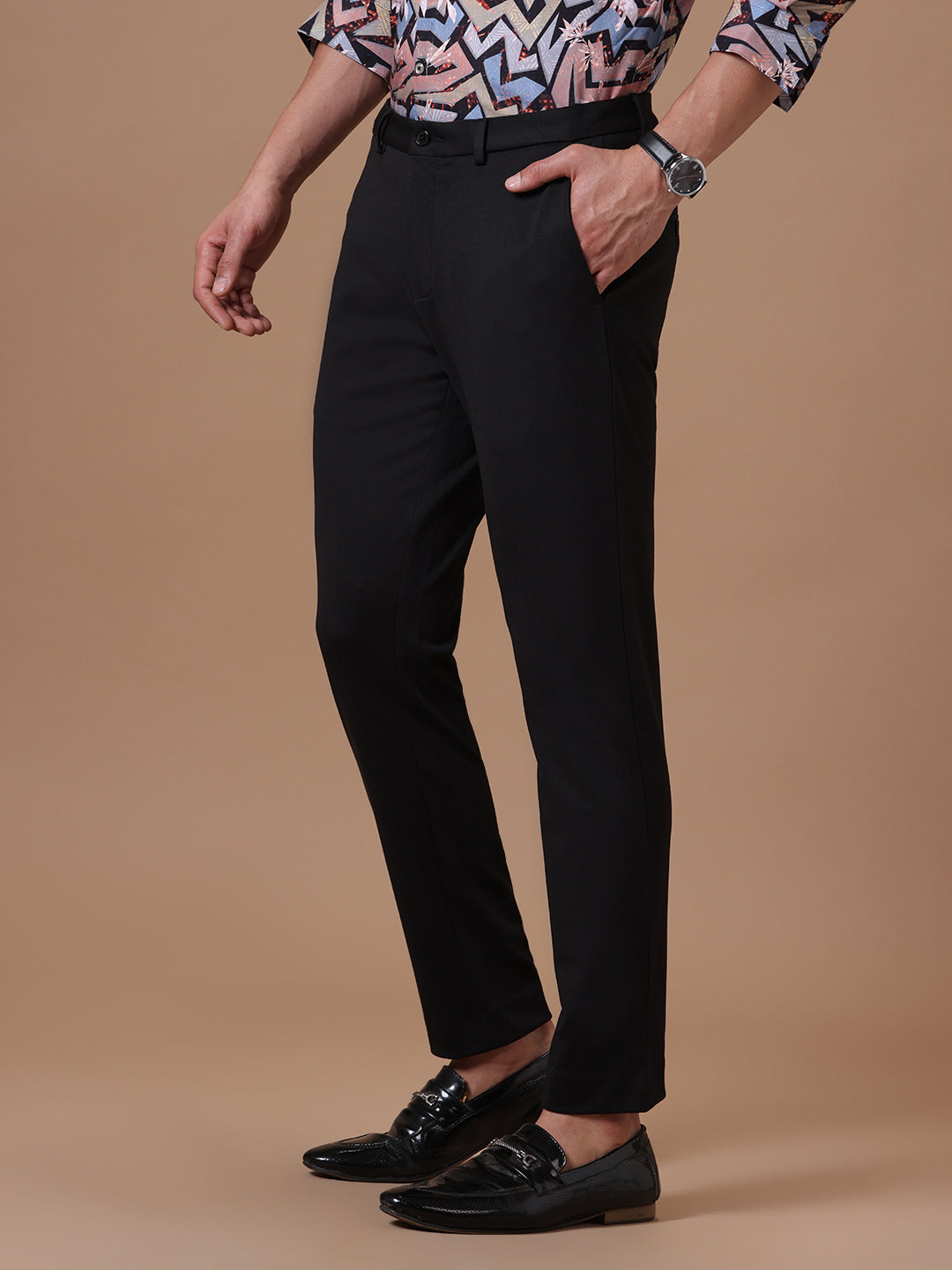 Knitted Slim Fit Black Formal Stretch Trouser (TAHLIA)