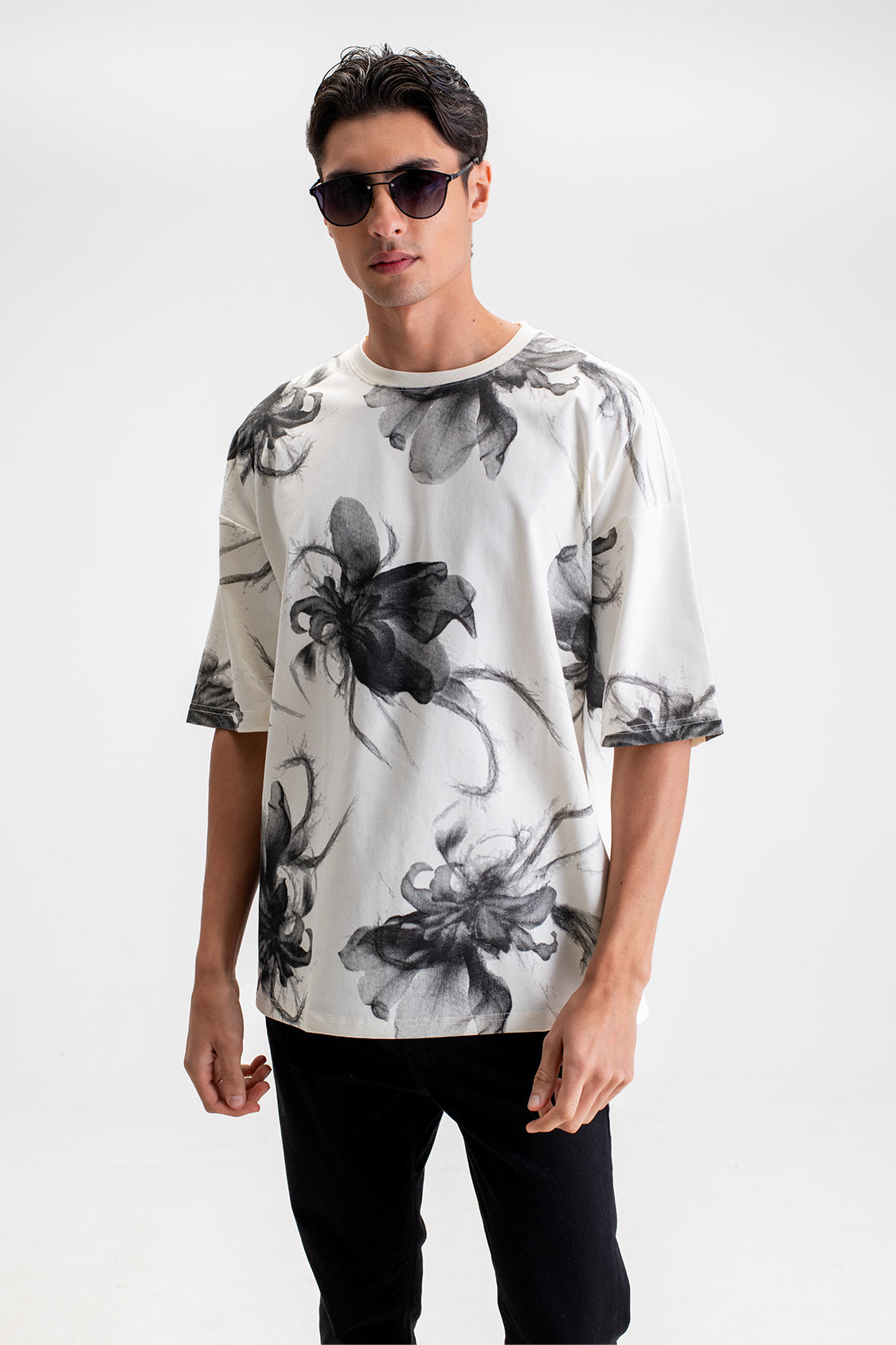 ALLOVER FLORAL PRINT OVERSIZED T-SHIRT