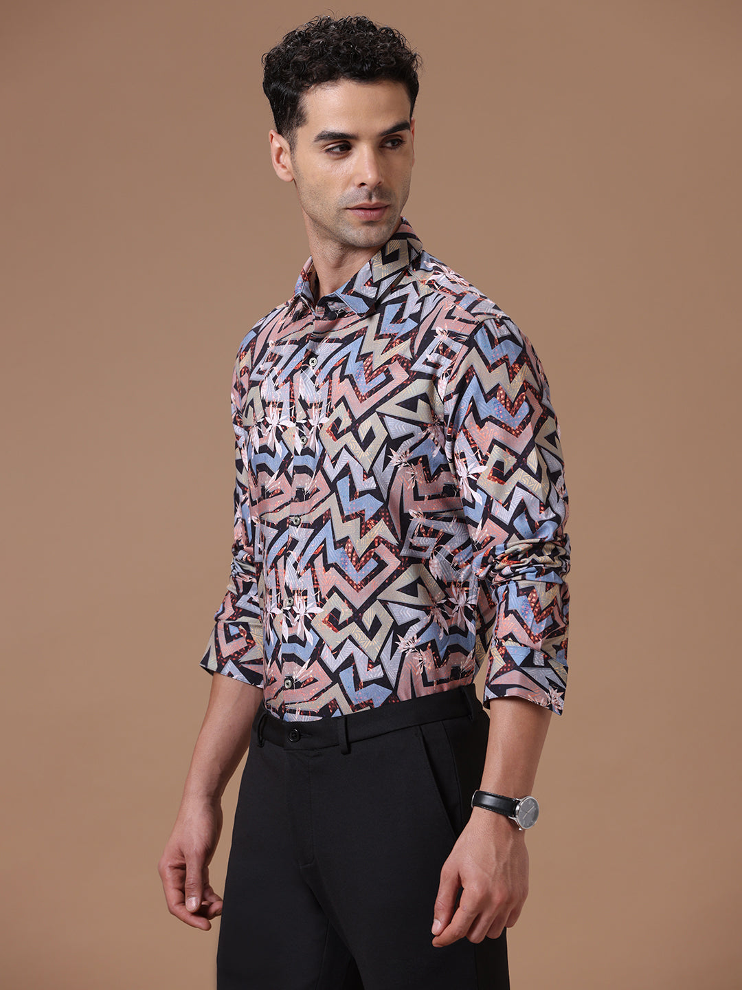 Comfort fit Cotton Viscose Printed Multi Smart casual Full sleeve Shirt