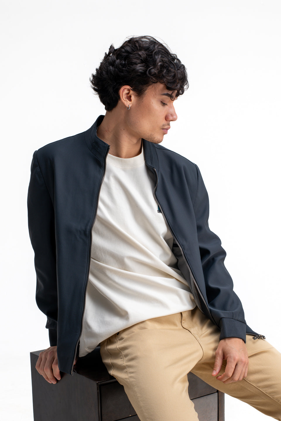 MANDARIN COLLAR PLAIN JACKET