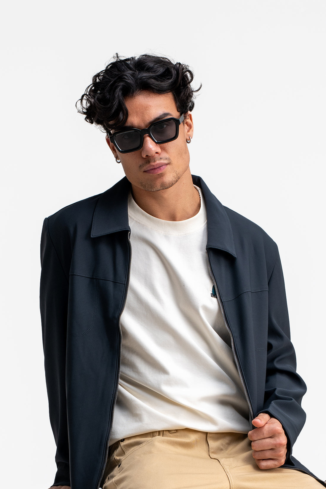 SPREAD COLLAR PLAIN JACKET