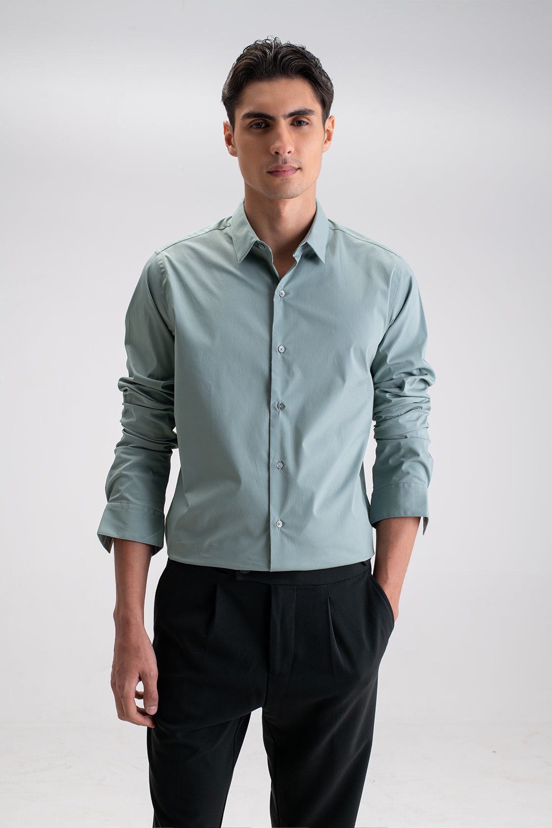 SLIM FIT CASUAL PLAIN SHIRT