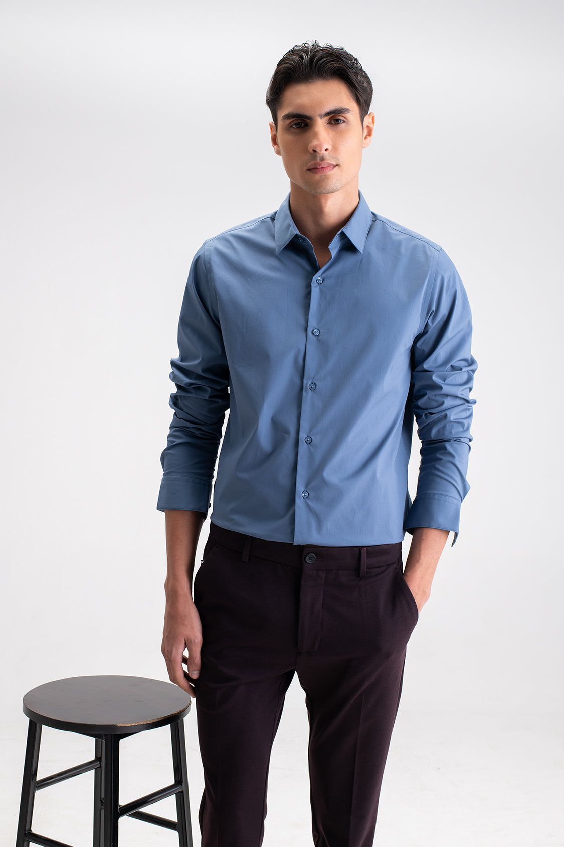 SLIM FIT CASUAL PLAIN SHIRT