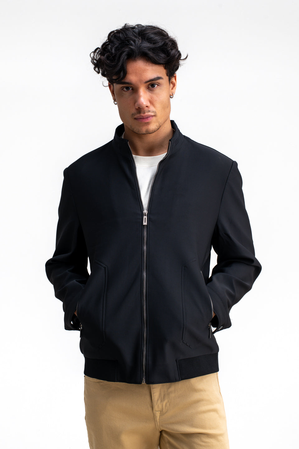 MANDARIN COLLAR PLAIN JACKET