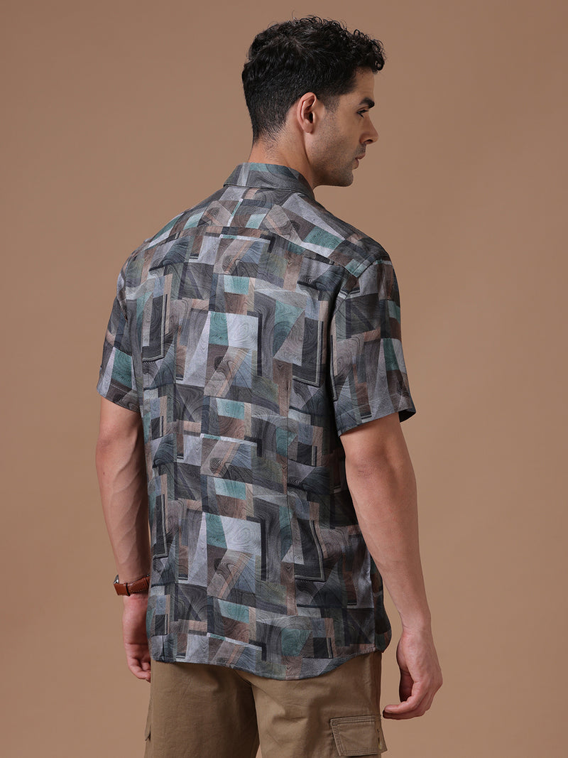 Printed Half Sleeve Pointed Collor Shirt