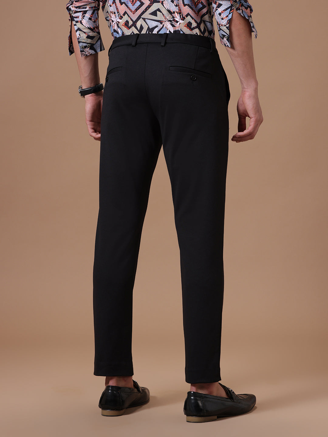 Knitted Slim Fit Black Formal Stretch Trouser (TAHLIA)