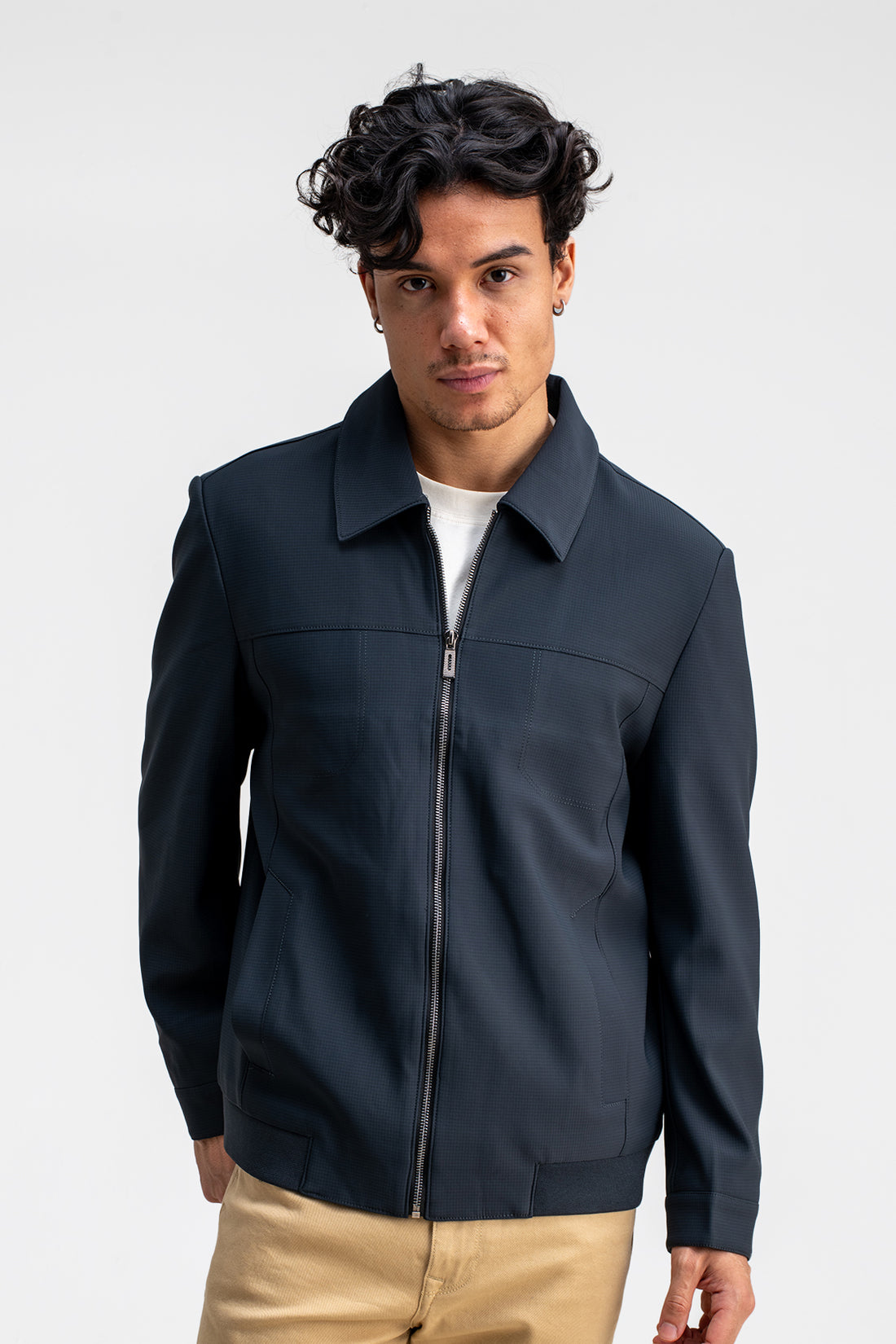 SPREAD COLLAR PLAIN JACKET