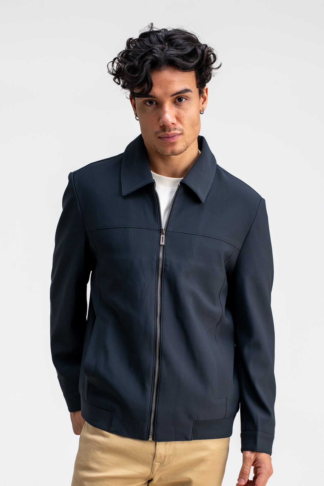 SPREAD COLLAR PLAIN JACKET