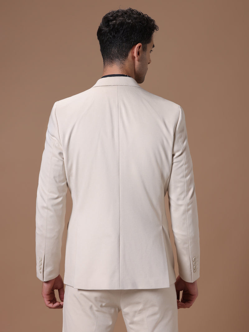 Men's Slim Fit Single Breasted Lt.  Beige Formal Blazer
