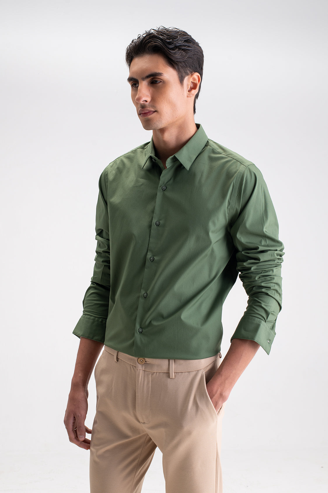 SLIM FIT CASUAL PLAIN SHIRT