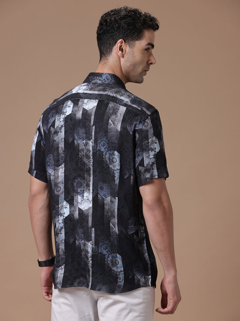 Printed Half Sleeve Pointed Collor Shirt
