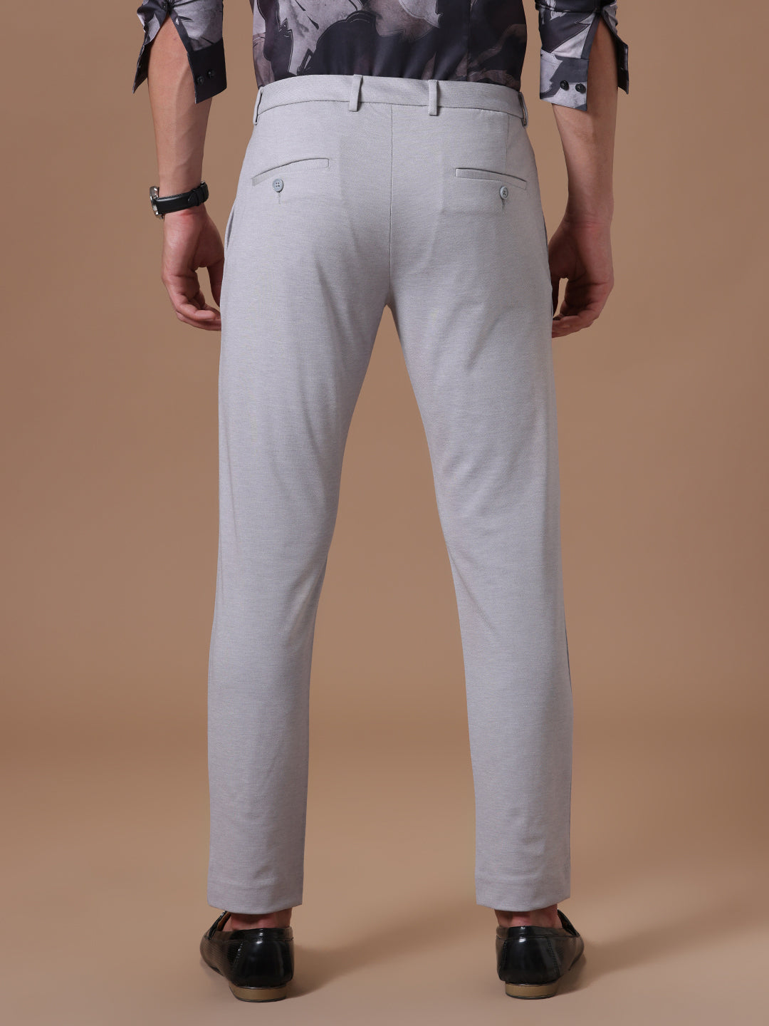 Knitted Slim Fit Light Grey Formal Stretch Trouser (TAHLIA)
