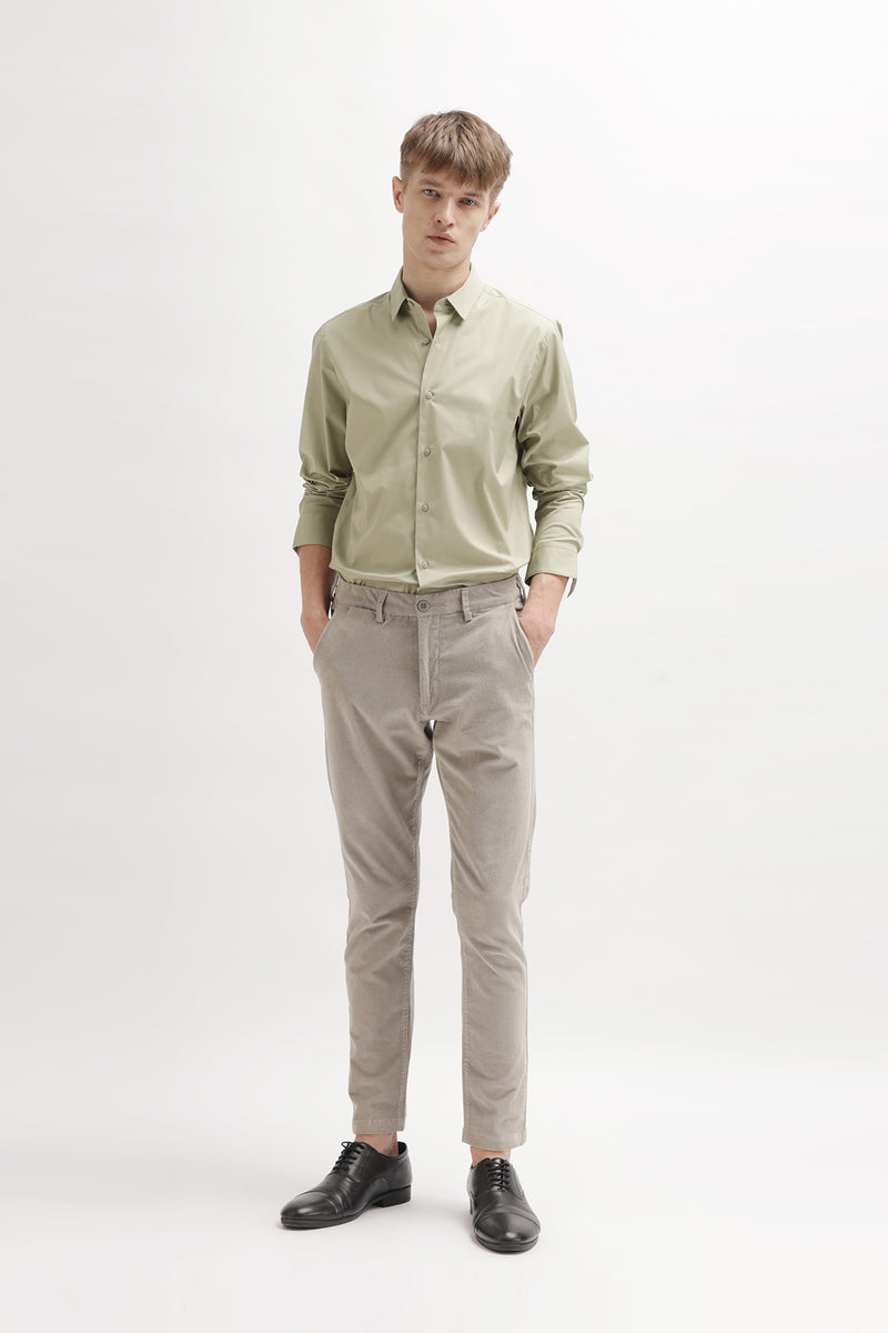 SOLID SLIM FIT COTTON SHIRT