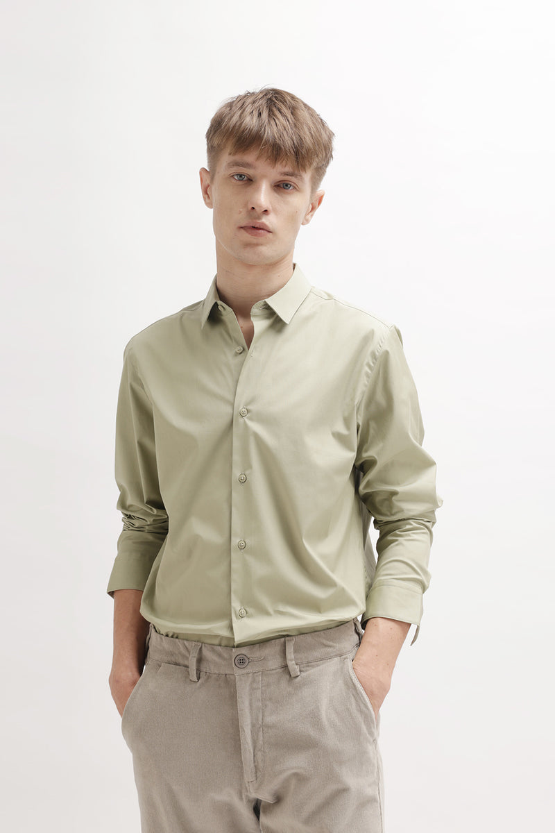 SOLID SLIM FIT COTTON SHIRT