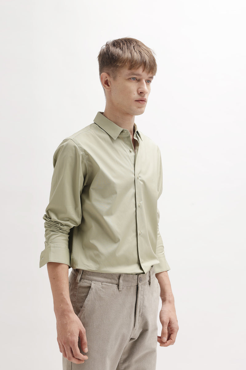 SOLID SLIM FIT COTTON SHIRT
