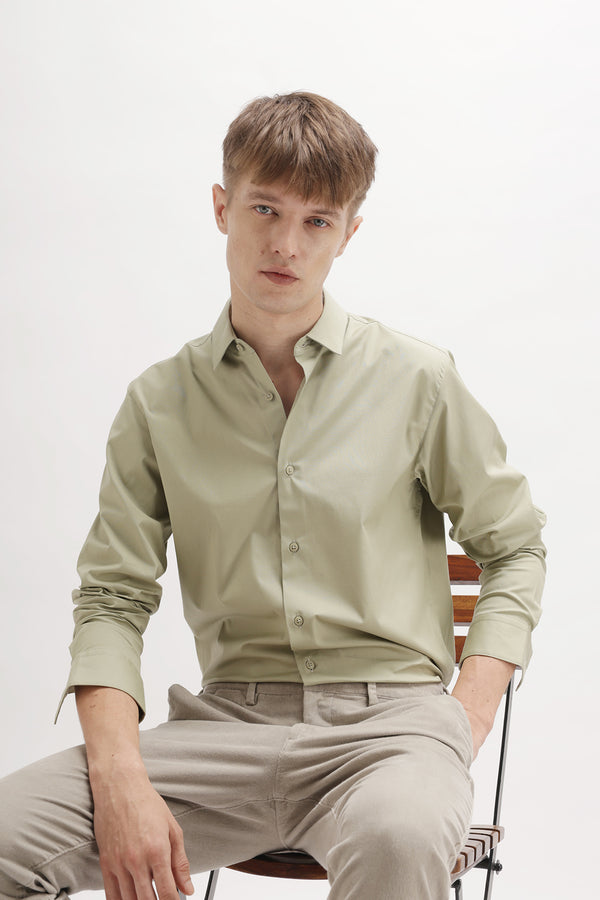 SOLID SLIM FIT COTTON SHIRT