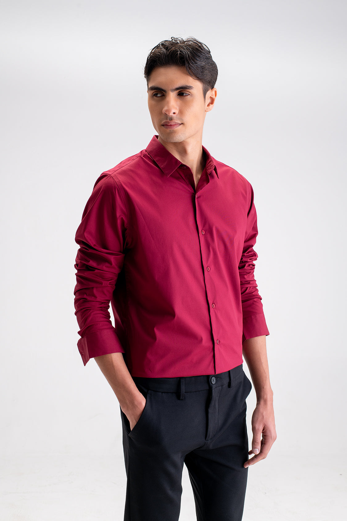 SLIM FIT CASUAL PLAIN SHIRT