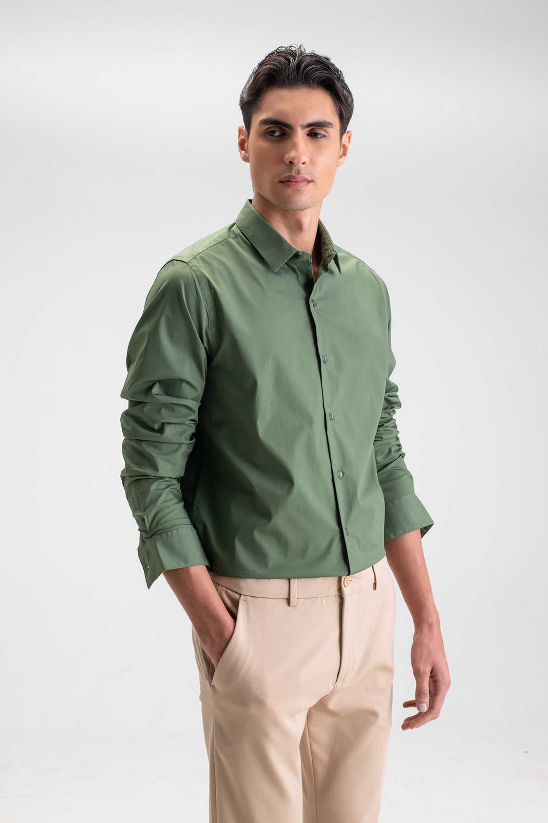 SLIM FIT CASUAL PLAIN SHIRT