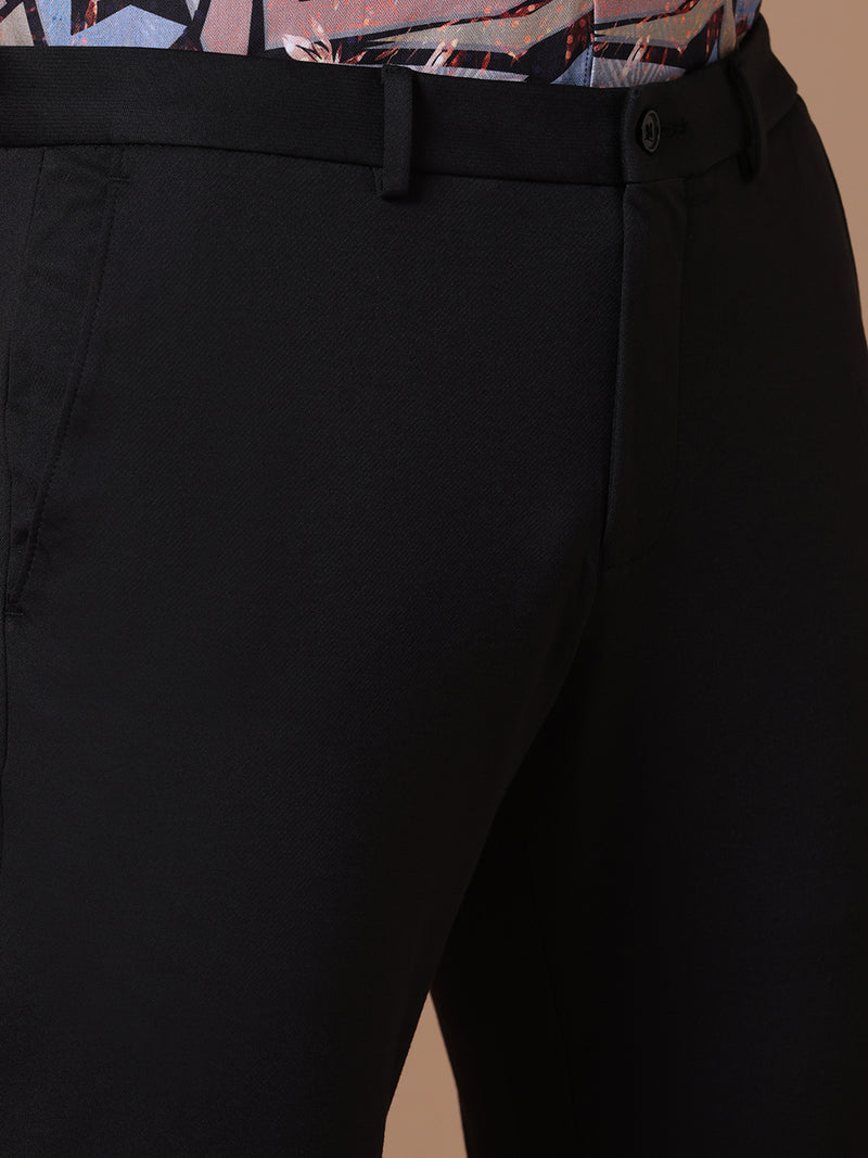 Knitted Slim Fit Black Formal Stretch Trouser (TAHLIA)