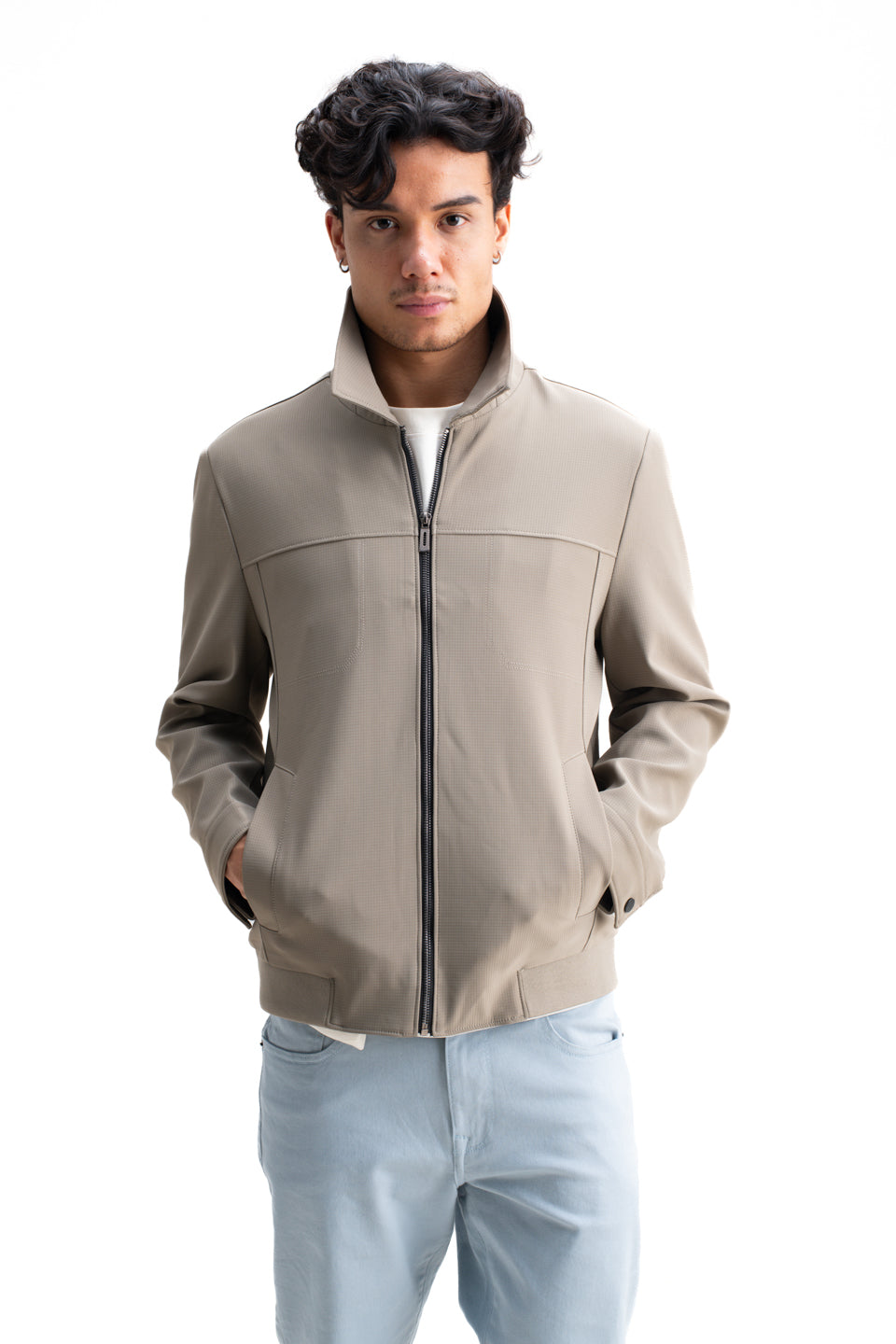 SPREAD COLLAR PLAIN JACKET