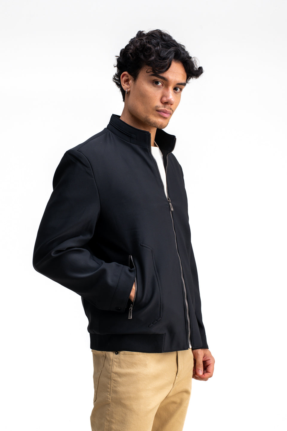 MANDARIN COLLAR PLAIN JACKET