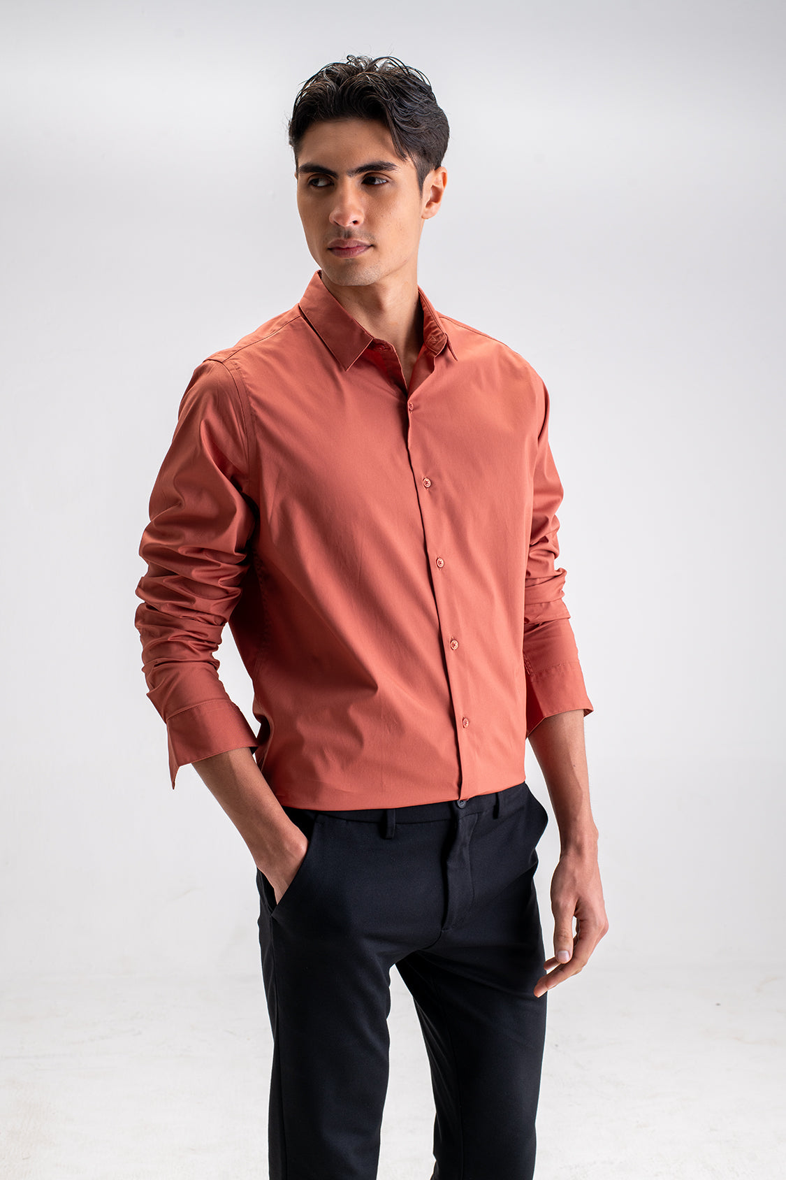 SLIM FIT CASUAL PLAIN SHIRT