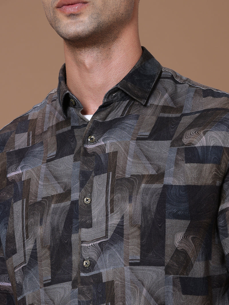 Printed Half Sleeve Pointed Collor Shirt