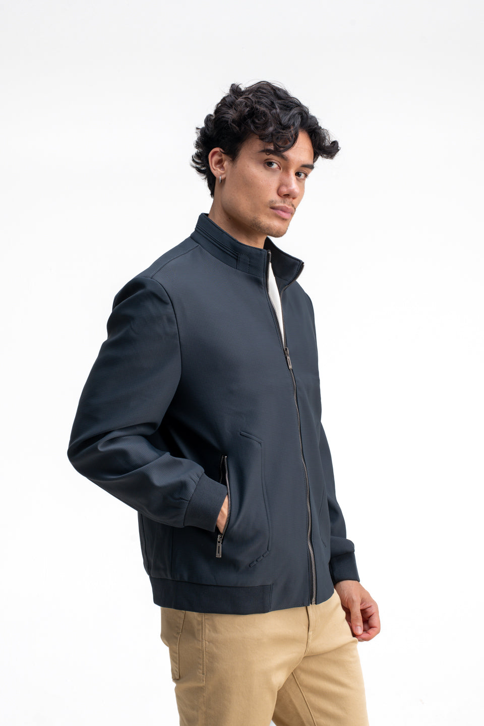 MANDARIN COLLAR PLAIN JACKET