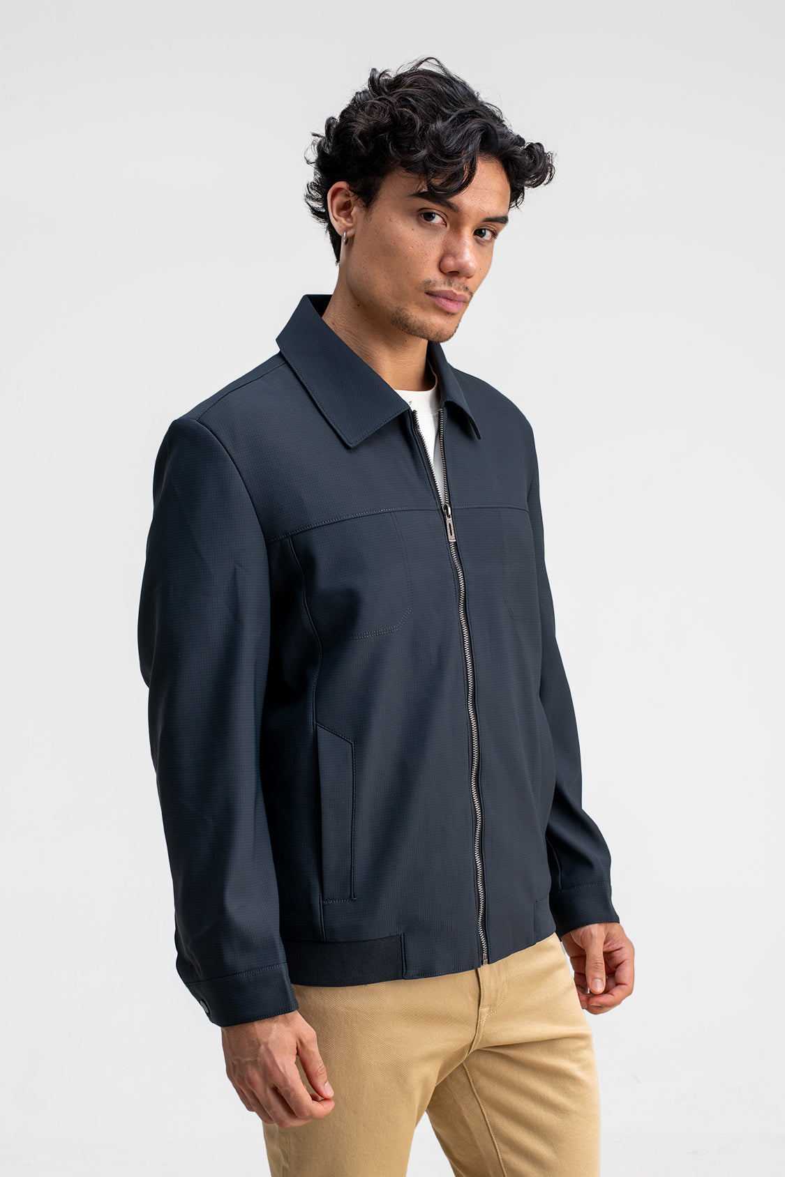 SPREAD COLLAR PLAIN JACKET