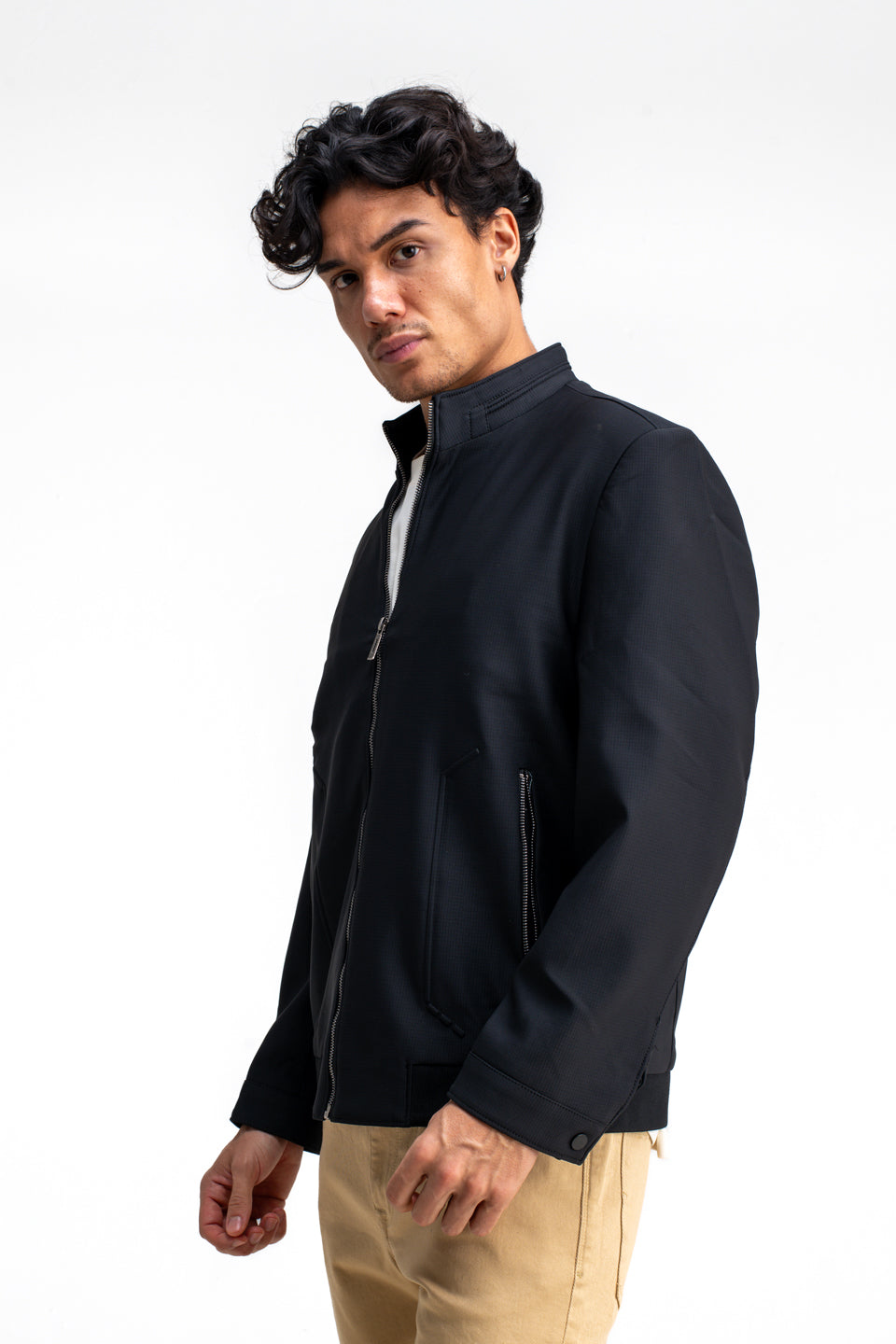 MANDARIN COLLAR PLAIN JACKET