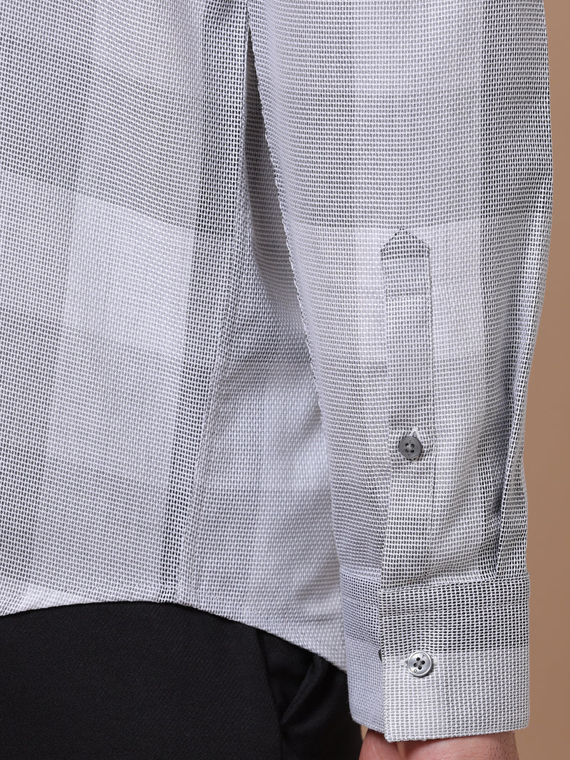 Slim Fit Check Earth Gray Smart Casual Supima Cotton Shirt (CHARLIE)