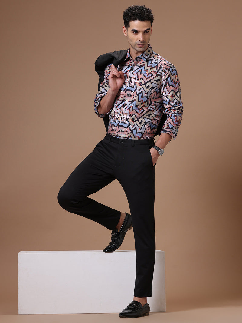 Knitted Slim Fit Black Formal Stretch Trouser (TAHLIA)